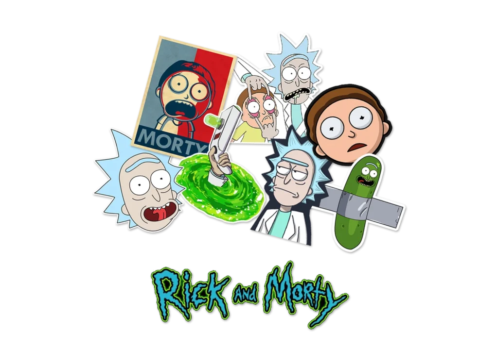 استیکر تابلو کارت پستال سریال ریک و مورتی rick and morty